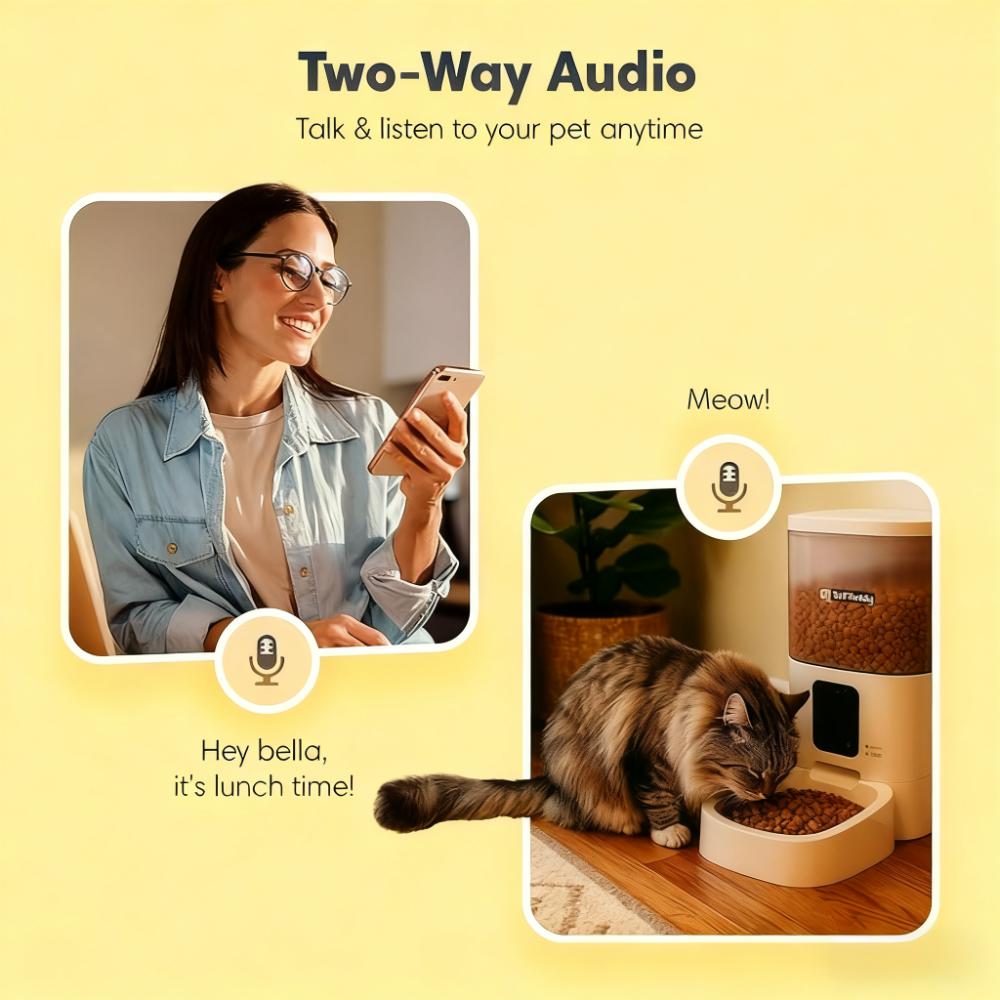 AI-Powered Cat Feeder with Dual Cameras: 6L WiFi Feeder, 6 Meals/Day, Stay Connected via App