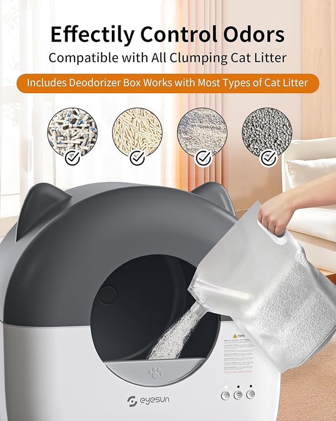 Hands-Free Cat Litter Box: 76L Large Capacity, App-Controlled & Low Noise for Multi-Cat Homes