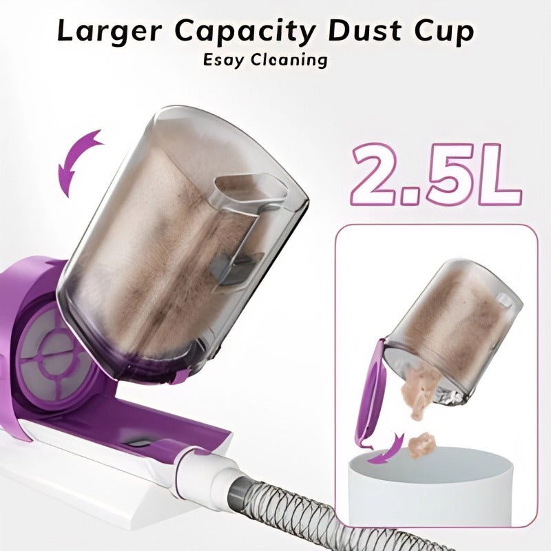 Dog Grooming Vacuum Kit – Stop Pet Hair Mess! 2.5L Dust Cup & Clippers for Easy Home Grooming