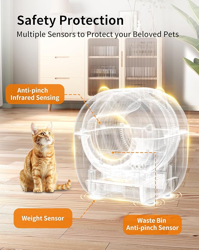 Hands-Free Cat Litter Box: 76L Large Capacity, App-Controlled & Low Noise for Multi-Cat Homes