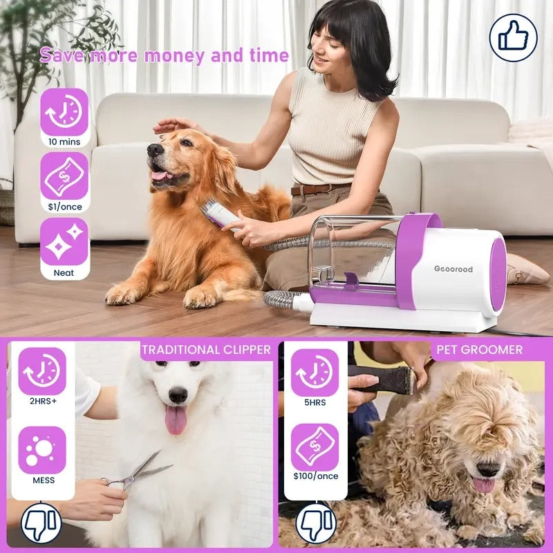 Dog Grooming Vacuum Kit – Stop Pet Hair Mess! 2.5L Dust Cup & Clippers for Easy Home Grooming