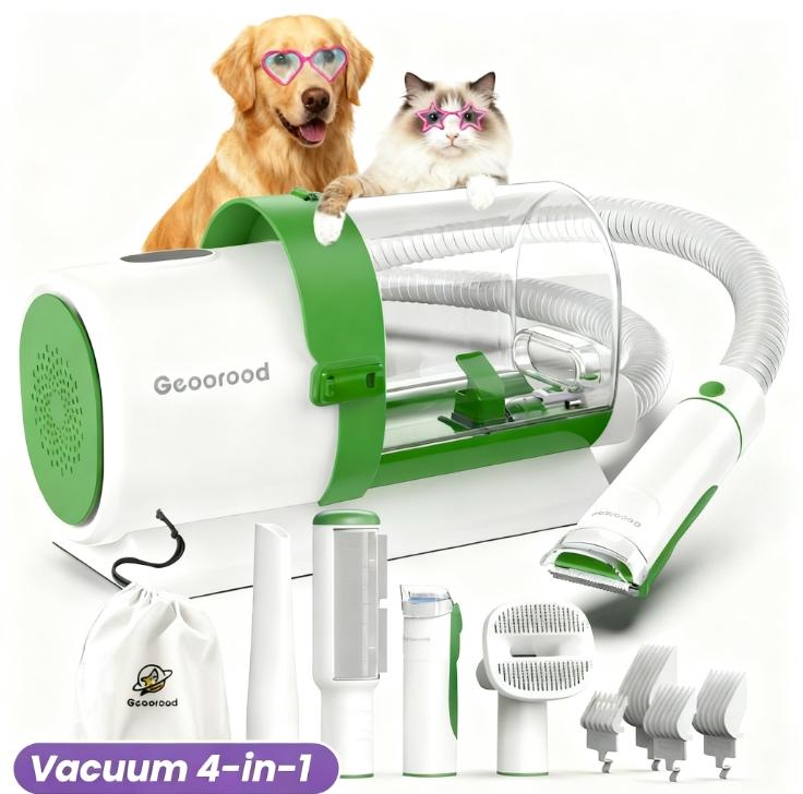 Dog Grooming Vacuum Kit – Stop Pet Hair Mess! 2.5L Dust Cup & Clippers for Easy Home Grooming