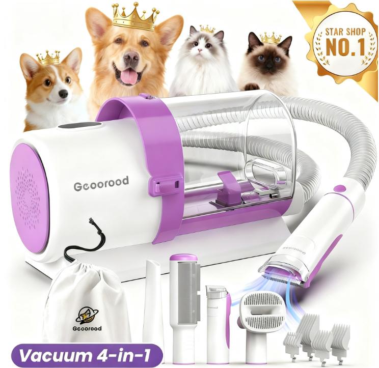 Dog Grooming Vacuum Kit – Stop Pet Hair Mess! 2.5L Dust Cup & Clippers for Easy Home Grooming