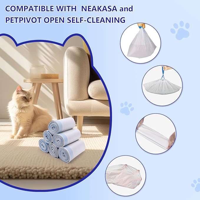 120-Pack Heavy Duty Cat Litter Box Liners for Neakasa & PetPivot Self-Cleaning Boxes
