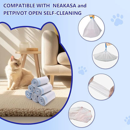 120-Pack Heavy Duty Cat Litter Box Liners for Neakasa & PetPivot Self-Cleaning Boxes