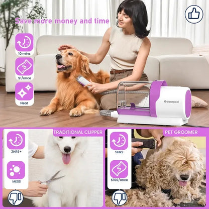 Dog Grooming Vacuum Kit – Stop Pet Hair Mess! 2.5L Dust Cup & Clippers for Easy Home Grooming